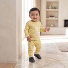 Infants' Yellow Round Neck Graphic Print Baba Suit, Yellow, small