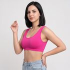 Women's Pink Scoop Neck Sports Bra, Pink, small