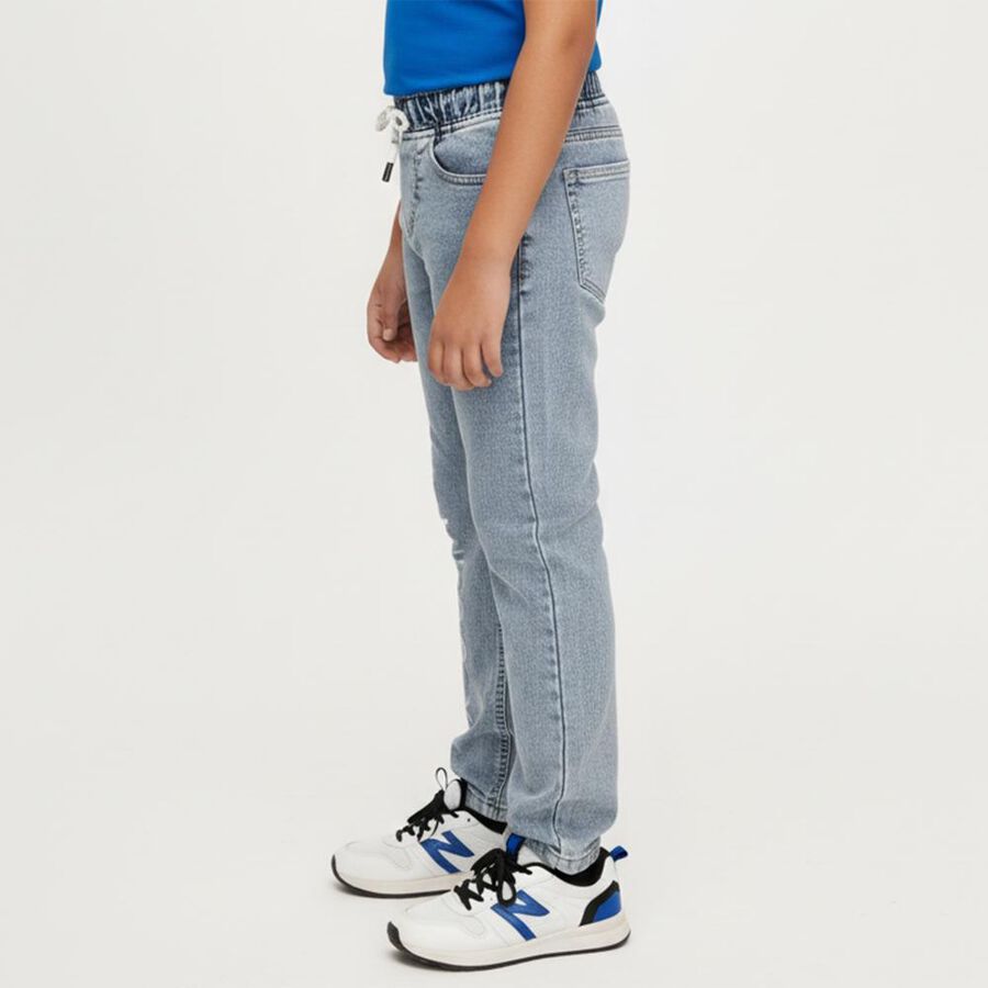 Boys' Light Blue Slim Fit Printed Jogger Jeans, हल्का नीला, large image number null