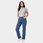 Women's Blue Straight Fit Washed Jeans, Mid Blue, small