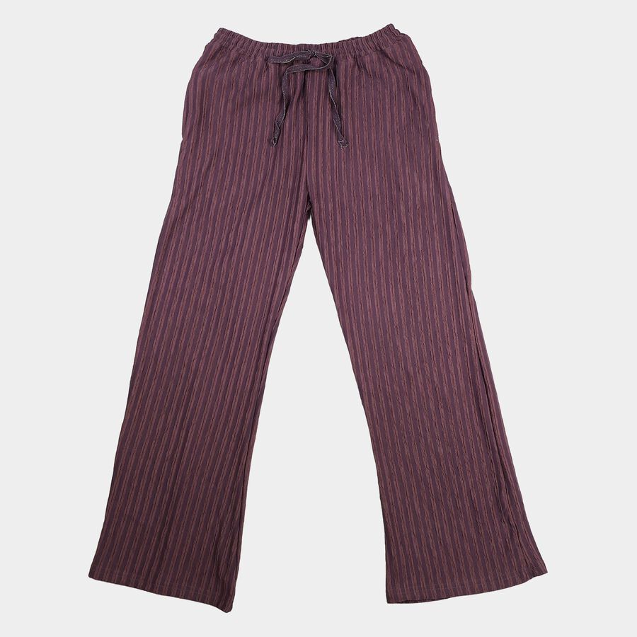 Girls' Lilac Straight Fit Ribbed Drawstring Pyjama, Lilac, large