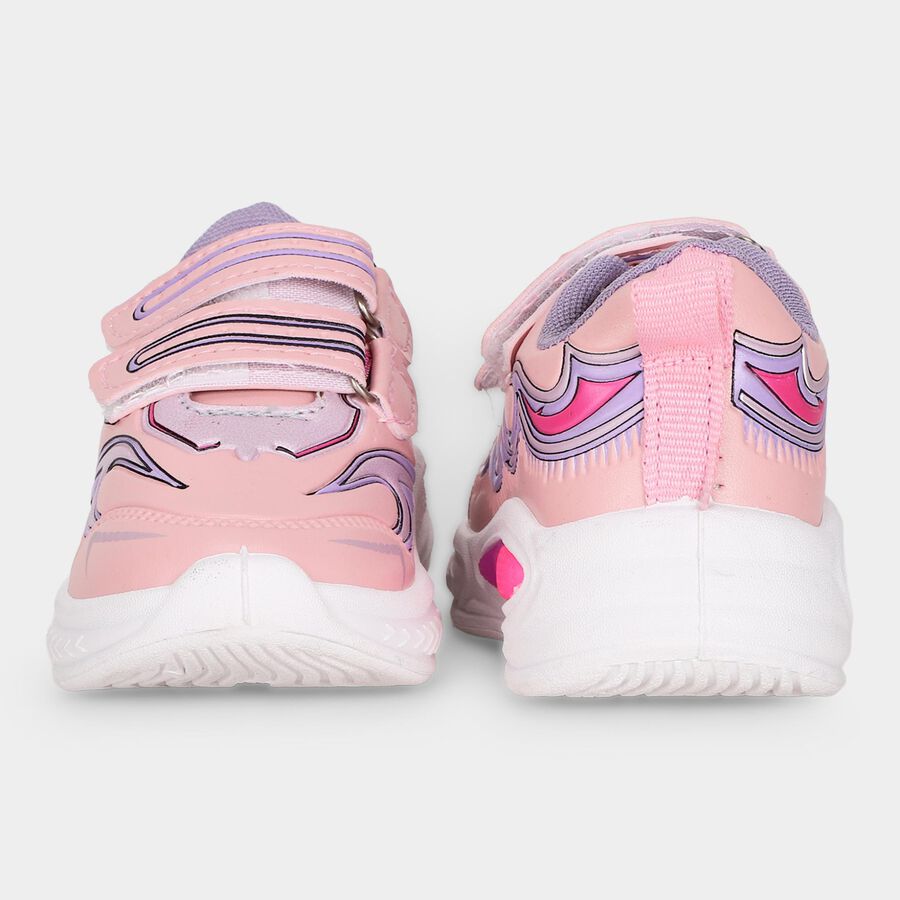 Girls Pink Velcro Strap Sneakers, Pink, large