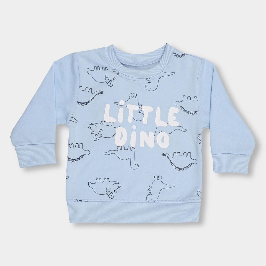 Infants Light Blue Crew Neck Casual Sweatshirt, हल्का नीला, large image number null