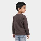 Boys Charcoal Cotton Round Neck Regular T-Shirt, चारकोल, small