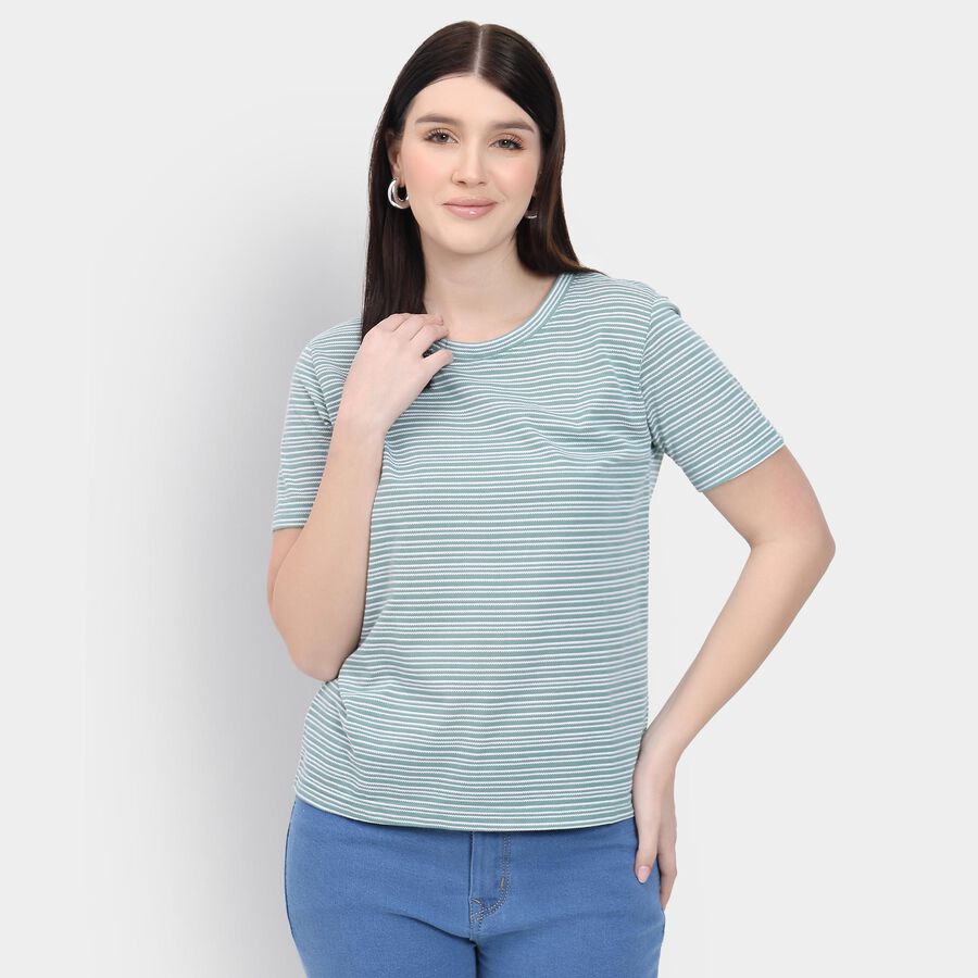 Ladies' Round Neck T-Shirt, Light Green, large