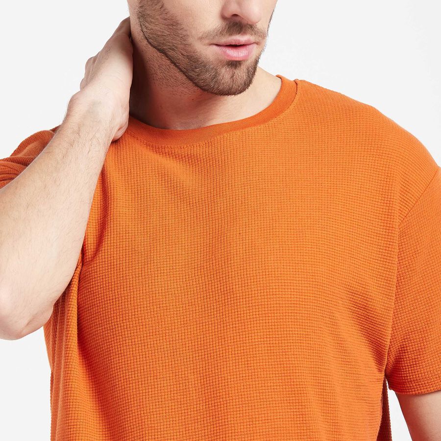 Solid Round Neck T-Shirt, Rust, large image number null