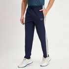 Men's Navy Blue Regular Fit Side-Panelled Track Pants, Navy Blue, small