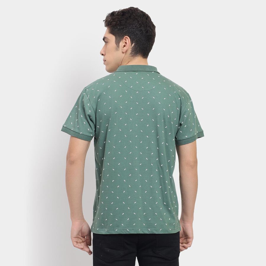 Men's 100% Cotton Collared Half Sleeves T-Shirt , गहरा हरा, large