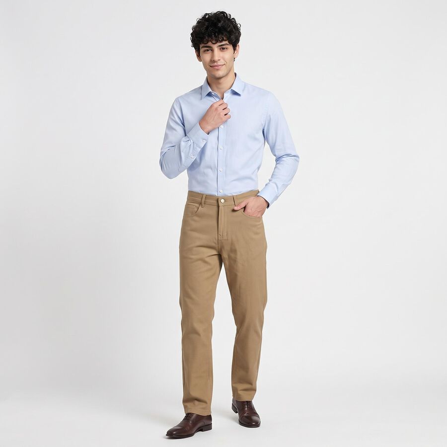 Men's Beige Slim Fit Chino Trousers, Beige, large