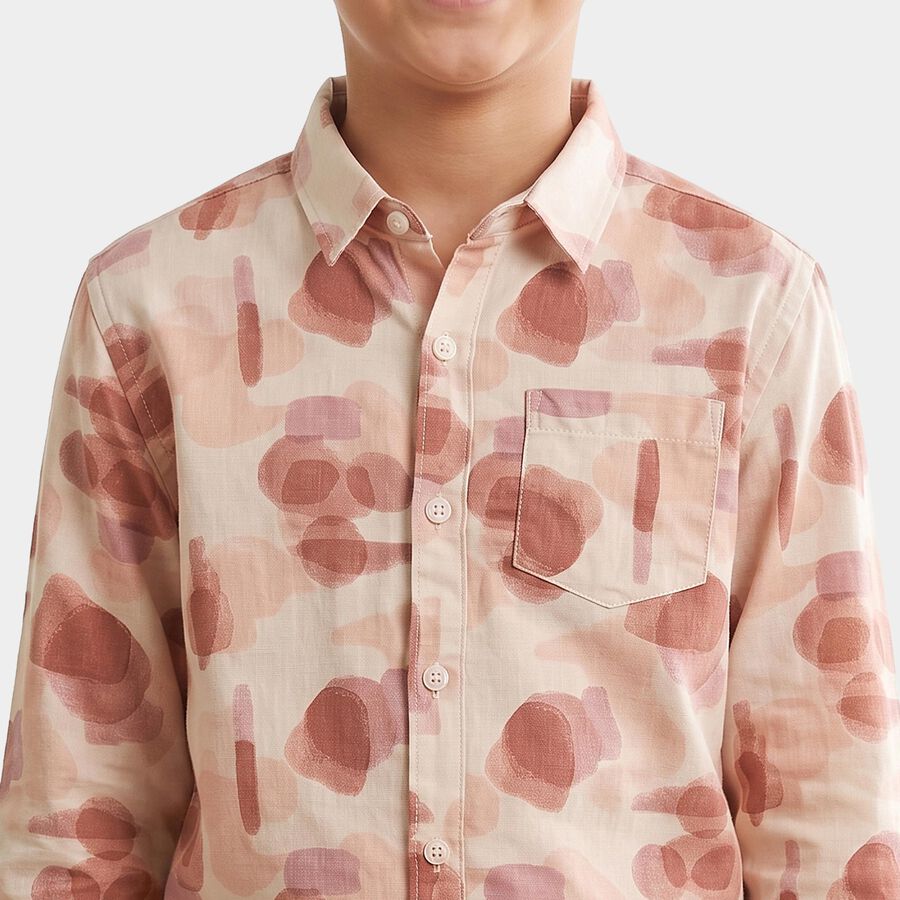 Boys Off White Cotton Casual Shirt, Off White, large
