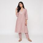 Women's Lilac V-Neck Printed Kurta, Lilac, small