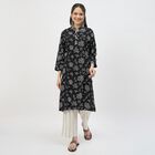 Women's Black Round Neck Straight Kurta, Black, small