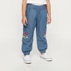 Girls' Medium Blue Relaxed Fit Embroidered Cargo Jeans, Light Blue, small image number null