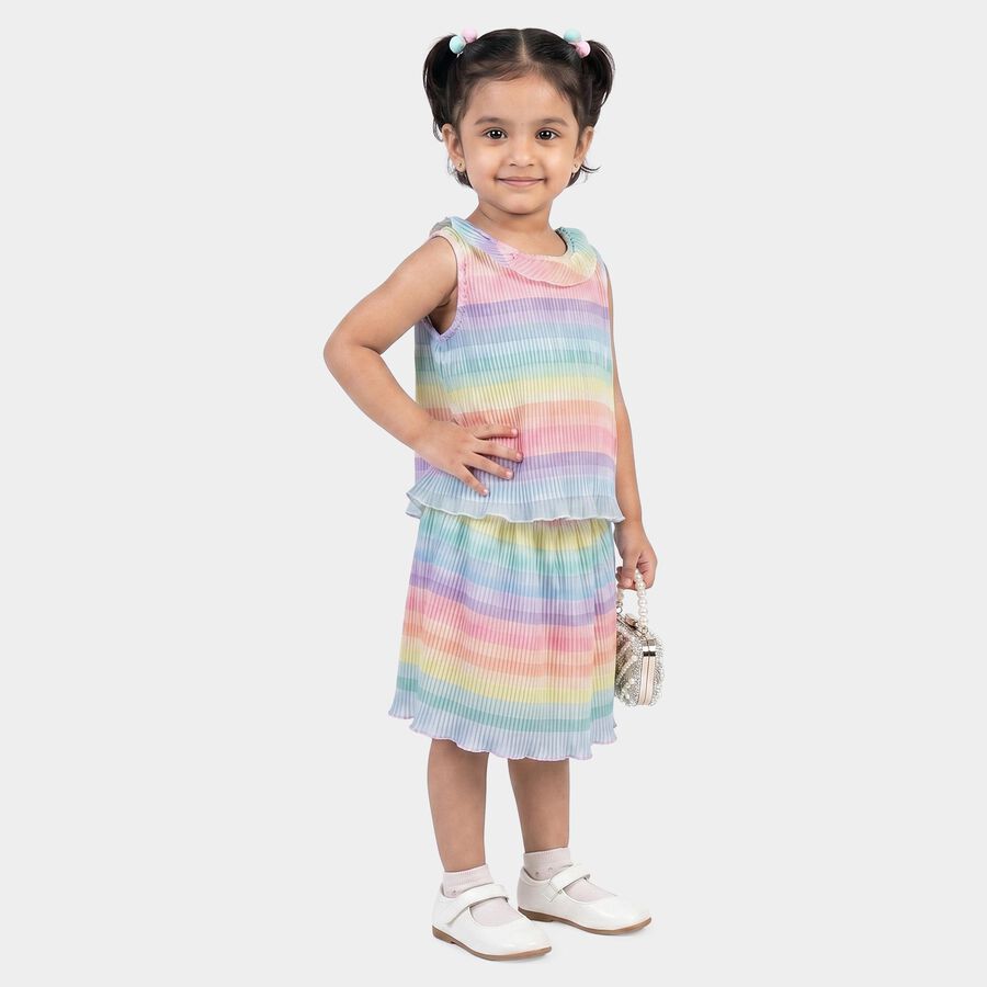 Girls Light Pink Round Neck Co-ord Set Upper and Bottom Set, हल्का गुलाबी, large