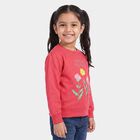 Girls' Pink Crew Neck Pullover Sweatshirt, Pink, small