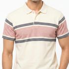Men White Cotton Polo Neck Polo T-Shirt, ऑफ व्हाइट, small
