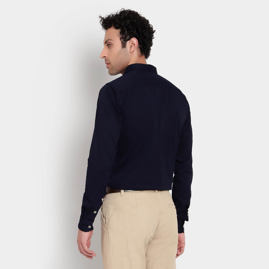 Cotton Solid Formal Shirt, Navy Blue, large image number null