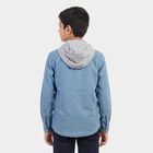 Boys' Light Blue Hooded Casual Shirt, Light Blue, small