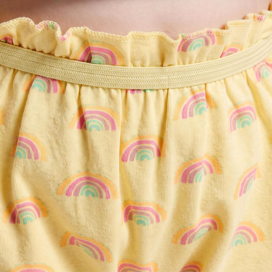 Girls Yellow Regular Fit Rainbow Printed Bloomer, Yellow, large