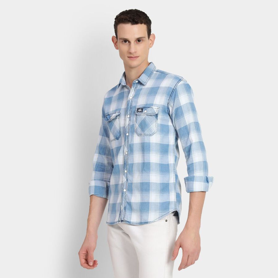 Men's 100% Cotton Casual Shirt, Dark Blue, large image number null