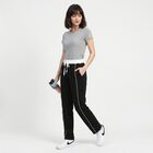 Women's Black Side-Striped Track Pants, काला, small