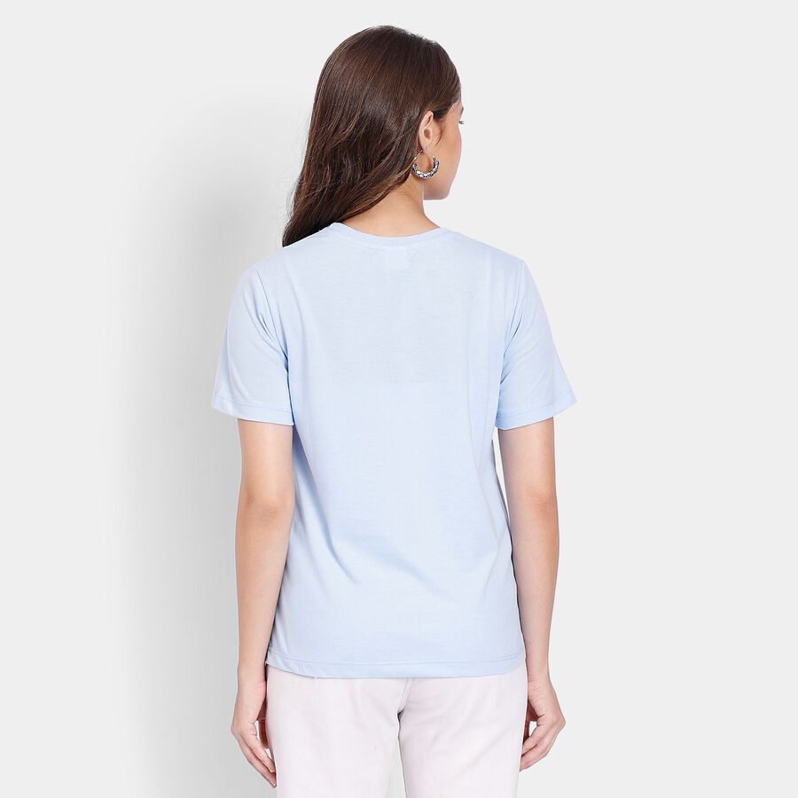 Ladies' Round Neck T-Shirt, हल्का नीला, large image number null