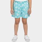 Girls' Teal Regular Fit Floral Printed Shorts, एक्वा, small