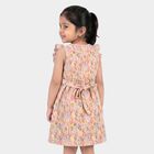 Girls' Pink Floral Printed Fit and Flare Frock, Light Pink, small