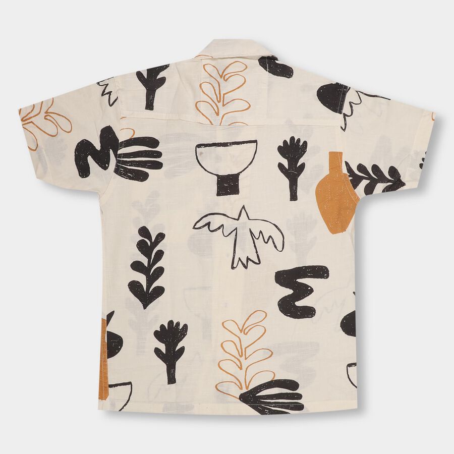 Boys' Muted Beige Cotton Regular Collar Casual Shirt, Beige, large image number null