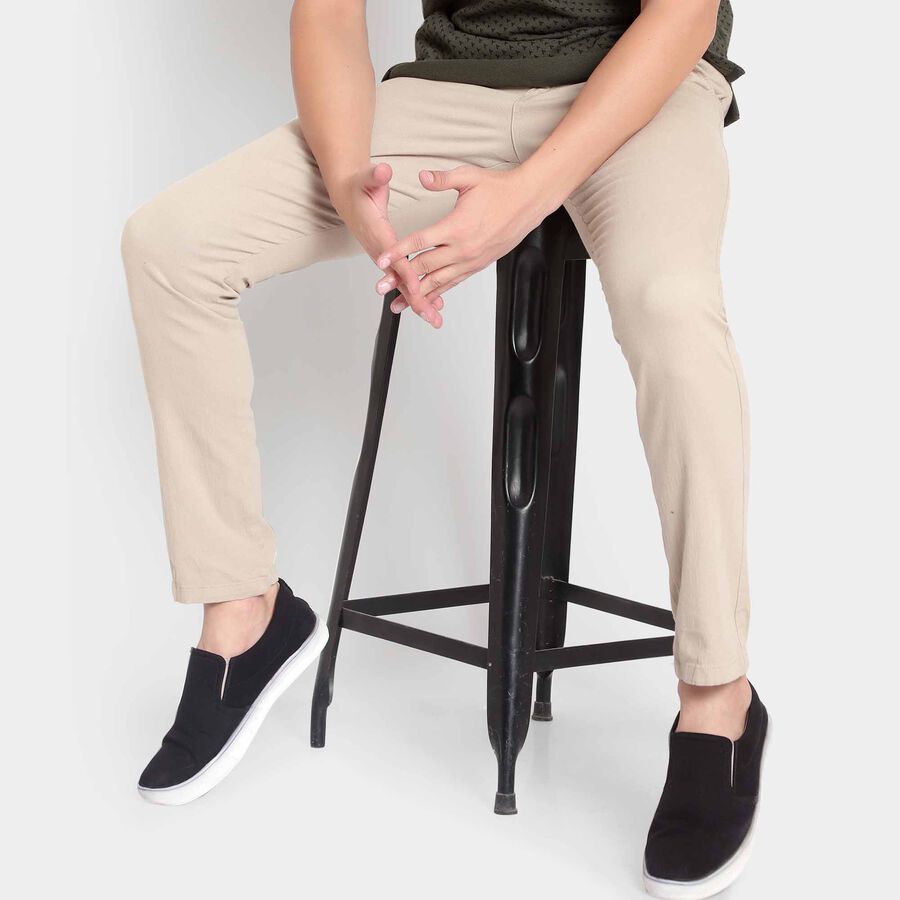 Solid Cross Pocket Trousers, Beige, large image number null