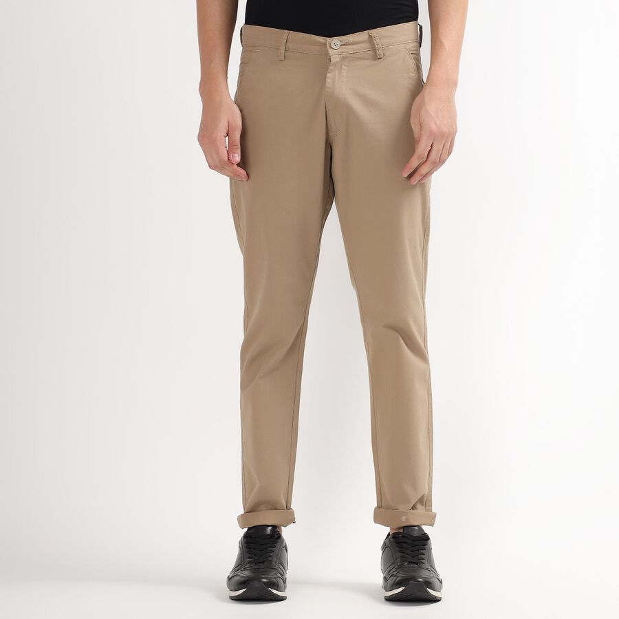 Men's Slim Fit Casual Trousers, Beige, large image number null