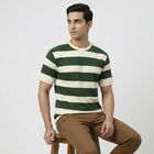 Men's Dark Green Round Neck Casual T-Shirt, Dark Green, small