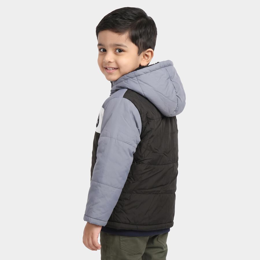 Boys' Light Blue Hooded Puffer Jacket, Light Blue, large