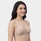 Women's Brown V-Neck Padded Wire-Free T-Shirt Bra, Brown, small