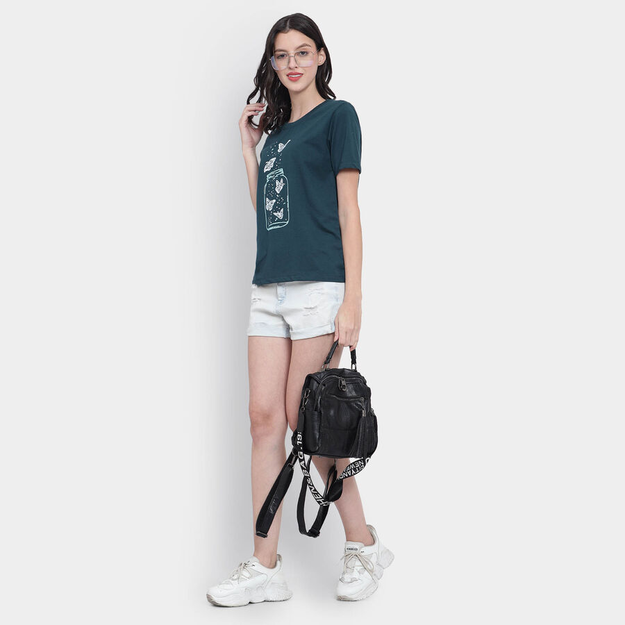 Round Neck T-Shirt, Dark Green, large image number null