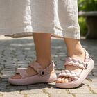 Women's Pink Braided Strap Slip-On Slippers, Pink, small