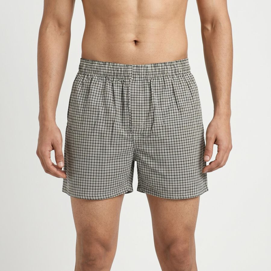 Men's Black Regular Fit Solid Boxers, Black, large