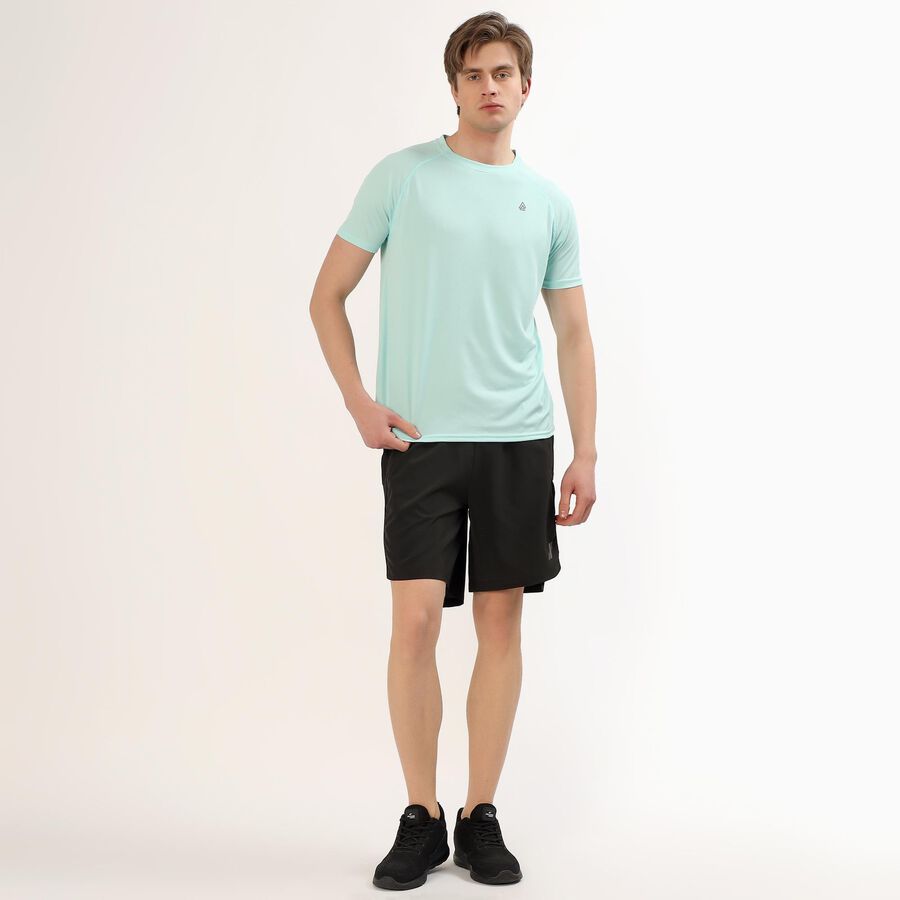 Men's Light Aqua Crew Neck Athleisure T-Shirt, Aqua, large