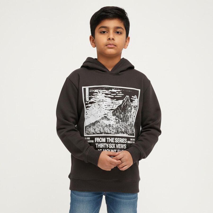 Boys' Sweatshirt, गहरा ग्रे, large image number null