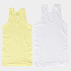 Boys Yellow Cotton Round Neck Vest, Yellow, small