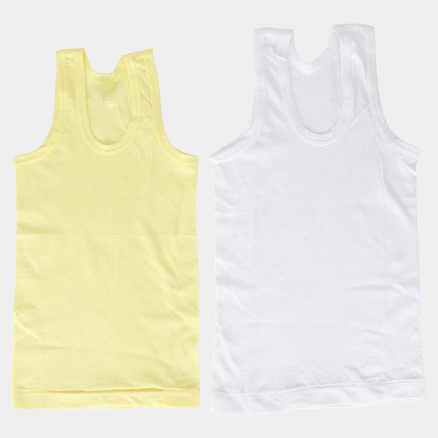 Boys Yellow Cotton Round Neck Vest, Yellow, large