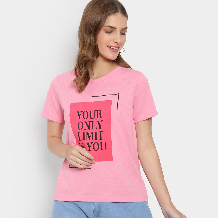 Round Neck T-Shirt, Pink, large image number null