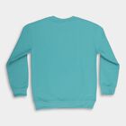 Boys Teal Crew Neck Printed Sweatshirt, गहरा हरा, small image number null
