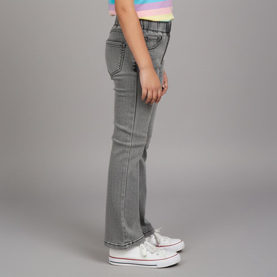 Girls' Muted Charcoal Grey Flared Fit Elastic Waist Jeans, Black, large image number null