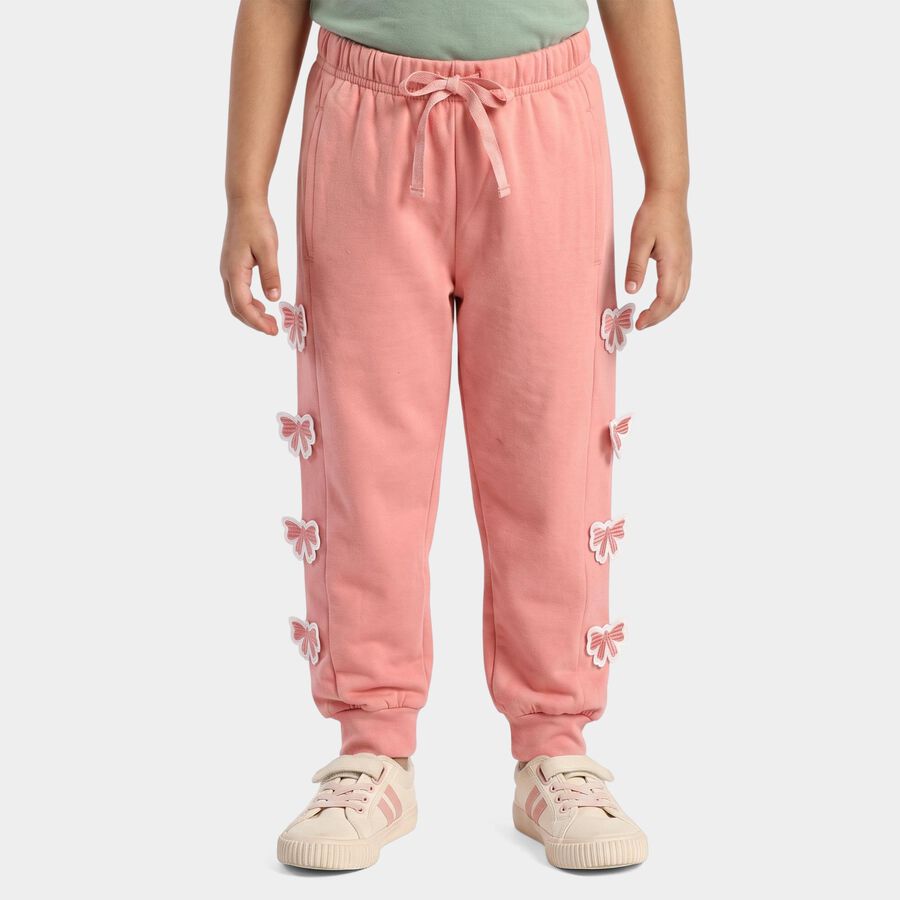 Girls Pink Jogger Butterfly Applique Pyjama, हल्का गुलाबी, large