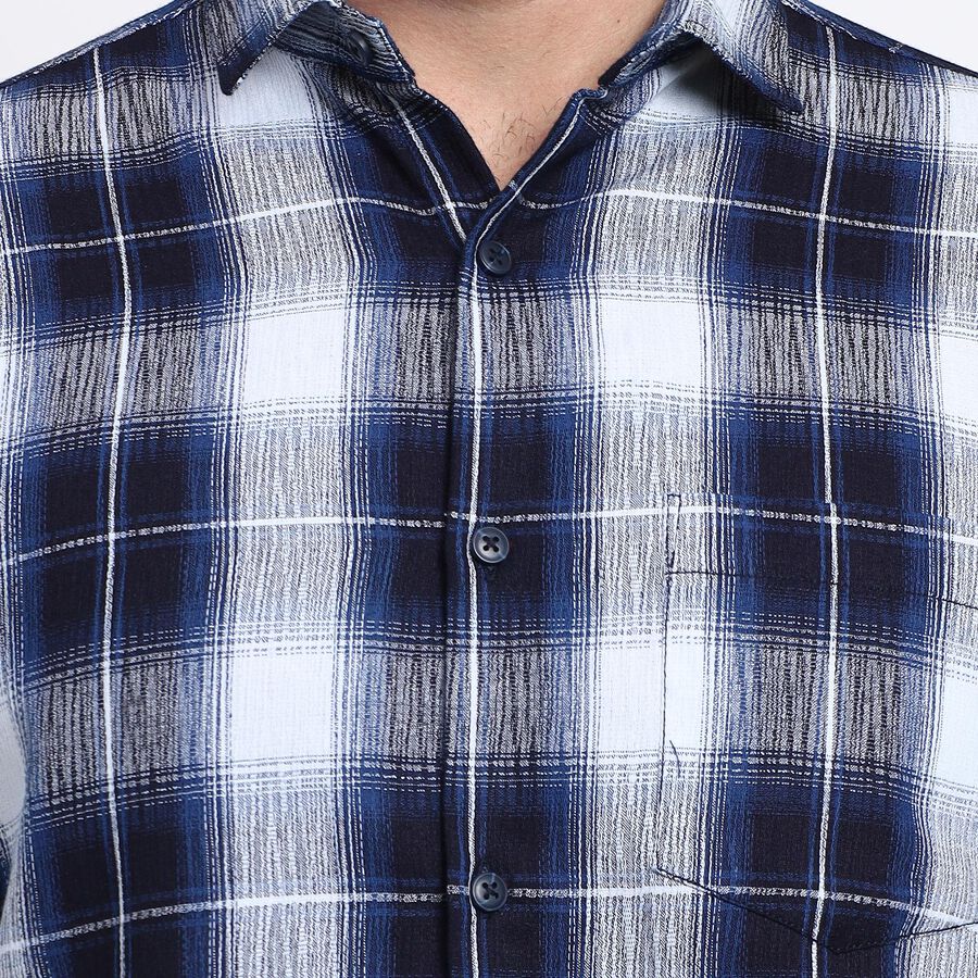Men's 100% Cotton Casual Shirt , Navy Blue, large image number null