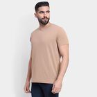 Men's Round Neck Half Sleeves T-Shirt, Beige, small image number null