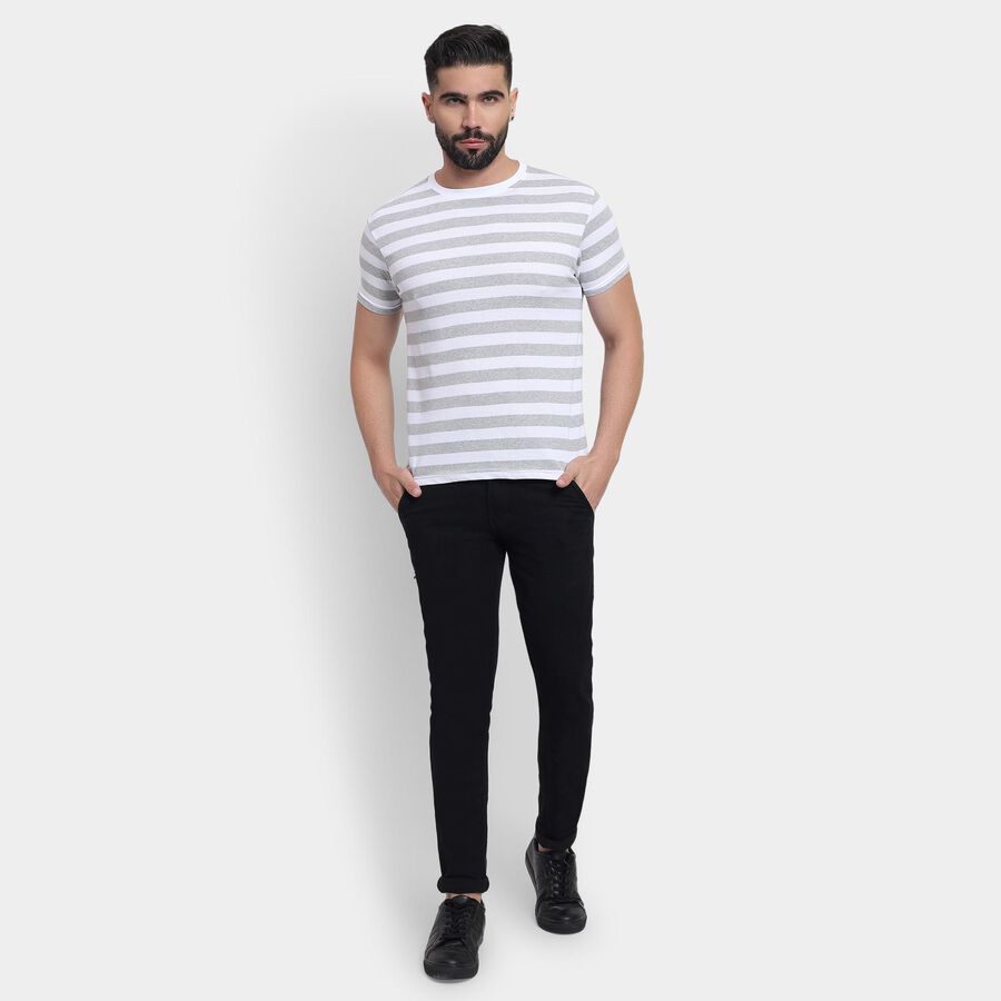 Men's Round Neck Half Sleeves T-Shirt , White, large image number null