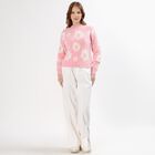 Women's Light Pink Crew Neck Floral Pullover, हल्का गुलाबी, small image number null