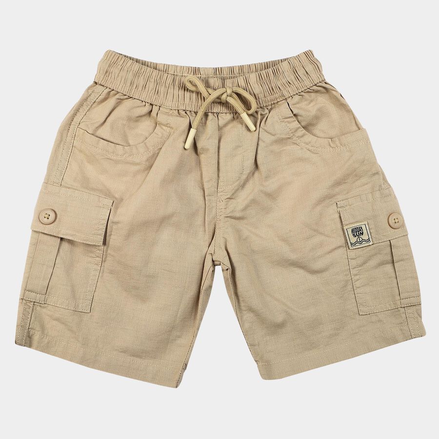Boys Beige Regular Fit Cargo Bermuda Shorts, Beige, large